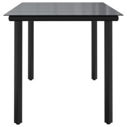 Berkfield Home Garden Dining Table Black 160x80x74cm Steel & Tempered Glass - Size: 160 x 80 x 74 cm - thumbnail 4