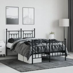Berkfield Home Metal Bed Frame with Headboard & Footboard Black 120x200 cm - Size: Small Double - thumbnail 3
