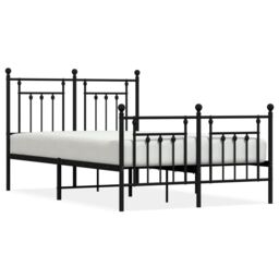 Berkfield Home Metal Bed Frame with Headboard & Footboard Black 120x200 cm - Size: Small Double - thumbnail 2