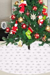 Neel Blue Velvet Christmas Tree Skirt Round Xmas Tree Base Mat - 1 metre in Silver