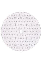 Neel Blue Velvet Christmas Tree Skirt Round Xmas Tree Base Mat - 1 metre in Silver - thumbnail 2
