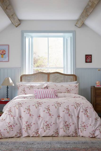 Helena Springfield 'Blossom Print' Cotton Duvet Cover Set in Pink - Size: Single - image 1