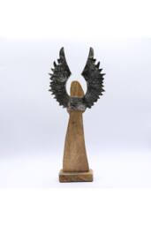 KDMD Large Mango Wood Guardian Angel with Metal Wings & Enamel Detail in Brown - thumbnail 4