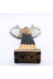 KDMD Large Mango Wood Guardian Angel with Metal Wings & Enamel Detail in Brown - thumbnail 6