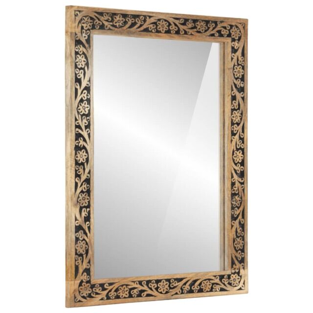 Berkfield Home Bathroom Mirror 50x70x2.5 cm Solid Wood Mango & Glass in Brown - image 1