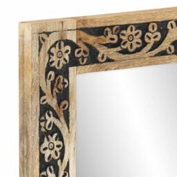 Berkfield Home Bathroom Mirror 50x70x2.5 cm Solid Wood Mango & Glass in Brown - thumbnail 5