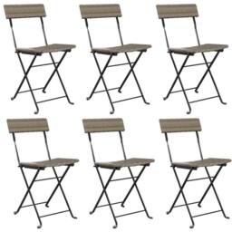 Berkfield Home Beautiful Folding Bistro Chairs 6 pcs Grey Poly Rattan & Steel - thumbnail 3
