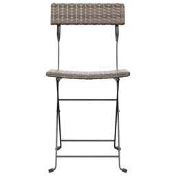Berkfield Home Beautiful Folding Bistro Chairs 6 pcs Grey Poly Rattan & Steel - thumbnail 4