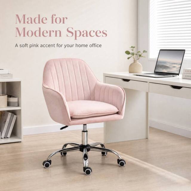 STILVORA Velvet Office Chair with Cushion in Pink - image 1