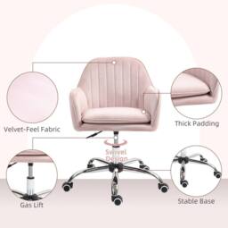 STILVORA Velvet Office Chair with Cushion in Pink - thumbnail 5