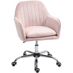 STILVORA Velvet Office Chair with Cushion in Pink - thumbnail 3