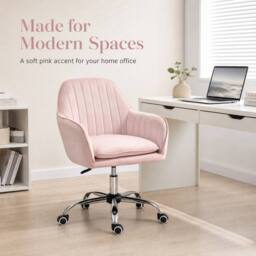 STILVORA Velvet Office Chair with Cushion in Pink
