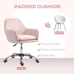 STILVORA Velvet Office Chair with Cushion in Pink - thumbnail 4