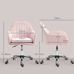 STILVORA Velvet Office Chair with Cushion in Pink - thumbnail 2