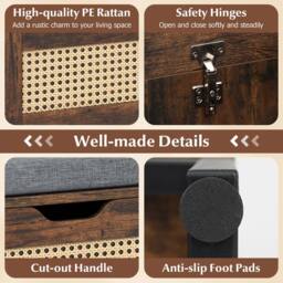 Costway Rattan Storage Chest Wicker Shoe Bench w/ Padded Seat & Flip-Top in Brown - thumbnail 7