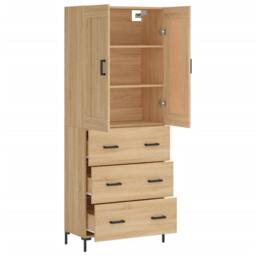 Berkfield Home Highboard Sonoma Oak 69.5x34x180 cm Engineered Wood in Brown - thumbnail 4