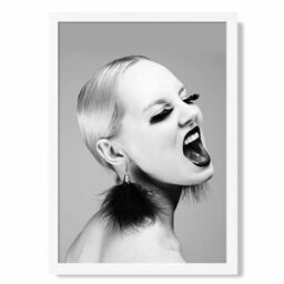 ARTZE Woman with Attitude Fashion Black & White Photo Framed Print SIZE: A2 with White Frame - Size: A4 - thumbnail 1