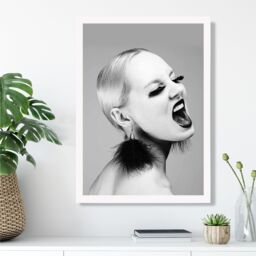 ARTZE Woman with Attitude Fashion Black & White Photo Framed Print SIZE: A2 with White Frame - Size: A4 - thumbnail 2