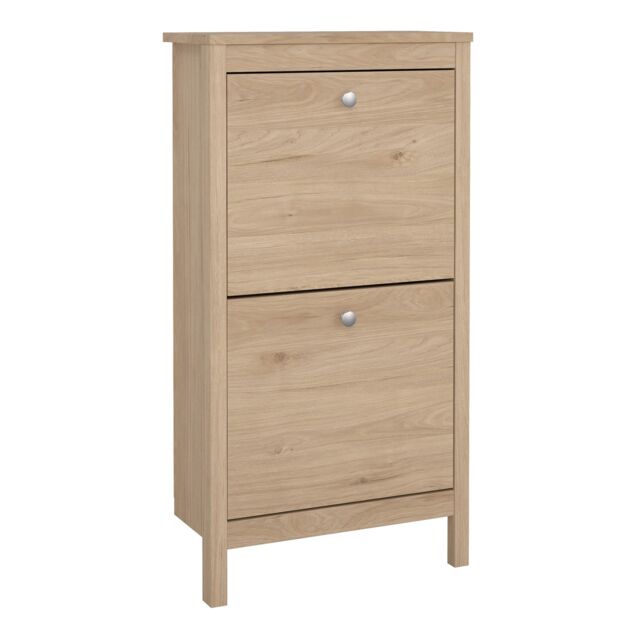 Furniture To Go Madrid Shoe Cabinet 2 Flap Doors in Jackson Hickory Oak in Light Oak