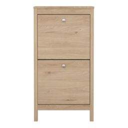 Furniture To Go Madrid Shoe Cabinet 2 Flap Doors in Jackson Hickory Oak in Light Oak - thumbnail 2