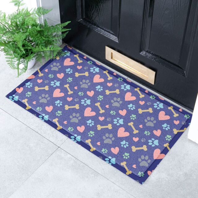 Artsy Mats Paws & Bones Dog Doormat Doormat (70 x 40cm) in White - Size: 40 cm x 70 cm - image 1