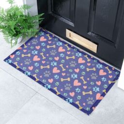 Artsy Mats Paws & Bones Dog Doormat Doormat (70 x 40cm) in White - Size: 40 cm x 70 cm