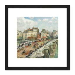 Artery8 Pissarro The Pont Neuf Painting 8X8 Inch Square Wooden Framed Wall Art Print Picture with Mount in Black - thumbnail 1