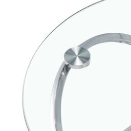 Comfy Living Ltd Round Abstract Tempered Glass Side Table Chrome Effect Frame in Silver - Size: 1 Pack - thumbnail 4