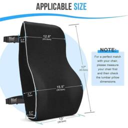 SPETLEK Memory Foam Lumbar Support Cushion Back Pad in Black - Size: 120 cm x 135 cm - thumbnail 2