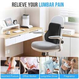 SPETLEK Memory Foam Lumbar Support Cushion Back Pad in Black - Size: 120 cm x 135 cm - thumbnail 6