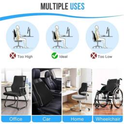 SPETLEK Memory Foam Lumbar Support Cushion Back Pad in Black - Size: 120 cm x 135 cm - thumbnail 5