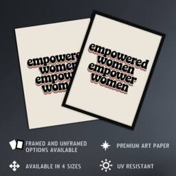 "Artery8 Empowered Women Empower Bold Retro Typography Wall Art Print in Beige - Size: W12"" x H16""" - thumbnail 2