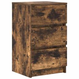 Berkfield Home Durable Bedside Cabinets with 3 Drawers 2 pcs Smoked Oak 39x35x65 cm in Brown - Size: 39 x 35 x 65 cm - thumbnail 5