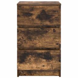 Berkfield Home Durable Bedside Cabinets with 3 Drawers 2 pcs Smoked Oak 39x35x65 cm in Brown - Size: 39 x 35 x 65 cm - thumbnail 7