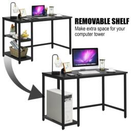 Costway 120x60cm Computer Desk Industrial Writing Table w/Storage Shelves in Black - Size: 120x60 cm - thumbnail 8