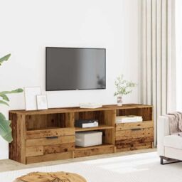 Berkfield Home TV Cabinet Old Wood 150x33.5x45 cm Engineered Wood in Brown - thumbnail 3