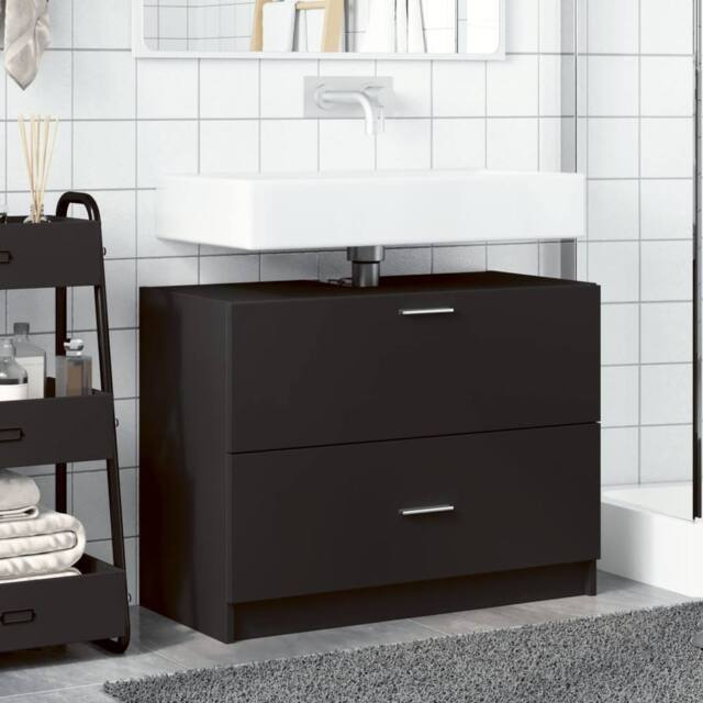 Berkfield Home Sink Cabinet Black 78x37x59 cm Engineered Wood - Size: 78 x 37 x 59 cm - image 1