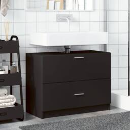 Berkfield Home Sink Cabinet Black 78x37x59 cm Engineered Wood - Size: 78 x 37 x 59 cm - thumbnail 1