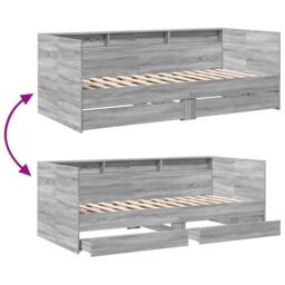 Berkfield Home Daybed w/Drawers Frame Grey Sonoma 75x190 cm Small Single - thumbnail 8