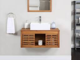 Vente-unique Acacia Wood Wall-Hung Vanity Unit - 90 Cm - PENEBEL in Walnut
