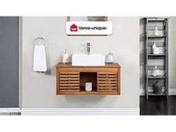 Vente-unique Acacia Wood Wall-Hung Vanity Unit - 90 Cm - PENEBEL in Walnut - thumbnail 4