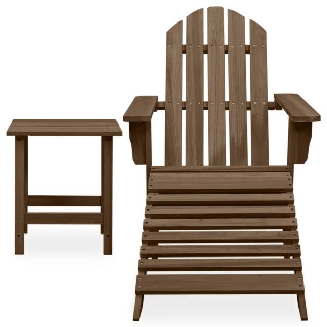 Berkfield Home Garden Adirondack Chair with Ottoman&Table Solid Fir Wood Brown - image 1