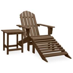 Berkfield Home Garden Adirondack Chair with Ottoman&Table Solid Fir Wood Brown - thumbnail 2