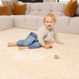 Kukoon Machine Washable Shaggy Rug Luxury Deep Pile Cream Bedroom Mat in Beige - Size: 120 cm x 170 cm - thumbnail 3