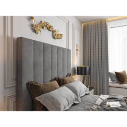 KDMD Vogue Upholstered Soft Velvet Line Grey Tv Bespoke Bed Frame - Size: Small Double - thumbnail 3