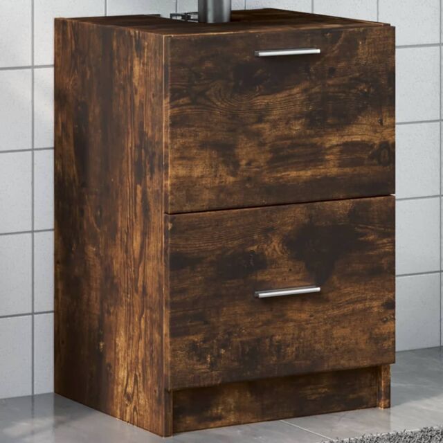 Berkfield Home Sink Cabinet Smoked Oak 40x37x59 cm Engineered Wood in Brown - Size: 40 x 37 x 59 cm - image 1