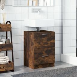 Berkfield Home Sink Cabinet Smoked Oak 40x37x59 cm Engineered Wood in Brown - Size: 40 x 37 x 59 cm - thumbnail 3