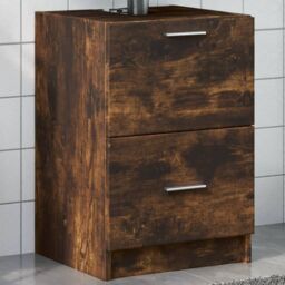 Berkfield Home Sink Cabinet Smoked Oak 40x37x59 cm Engineered Wood in Brown - Size: 40 x 37 x 59 cm - thumbnail 1