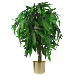 100cm Leaf Design UK Artificial Realistic Mango Plant / Tree Green Gold
