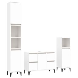 Berkfield Home 3 Piece Bathroom Furniture Set White Engineered Wood - thumbnail 2